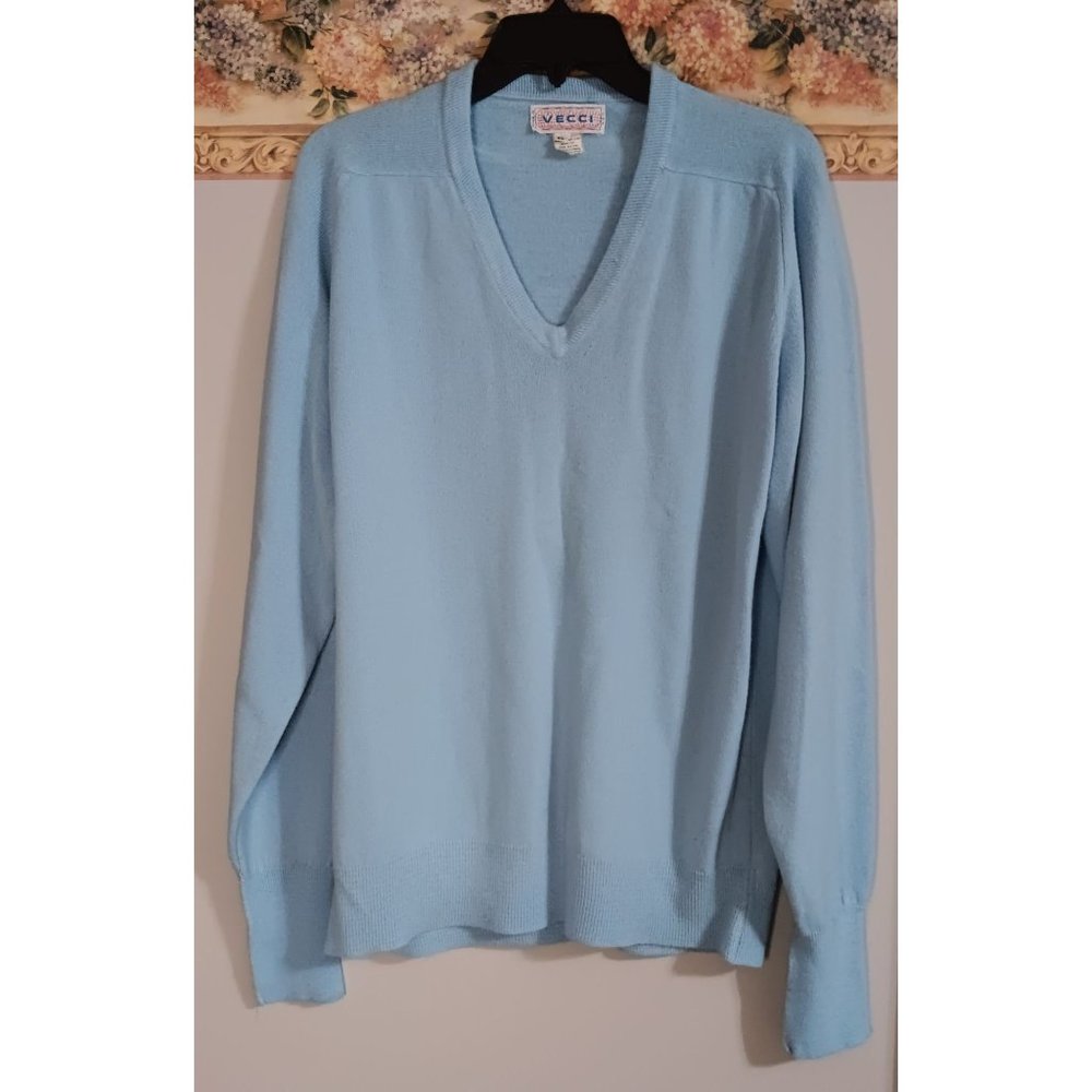 Vecci XL Blue Vintage Classic Golf Athleisure Casual Business Occasion Sweater